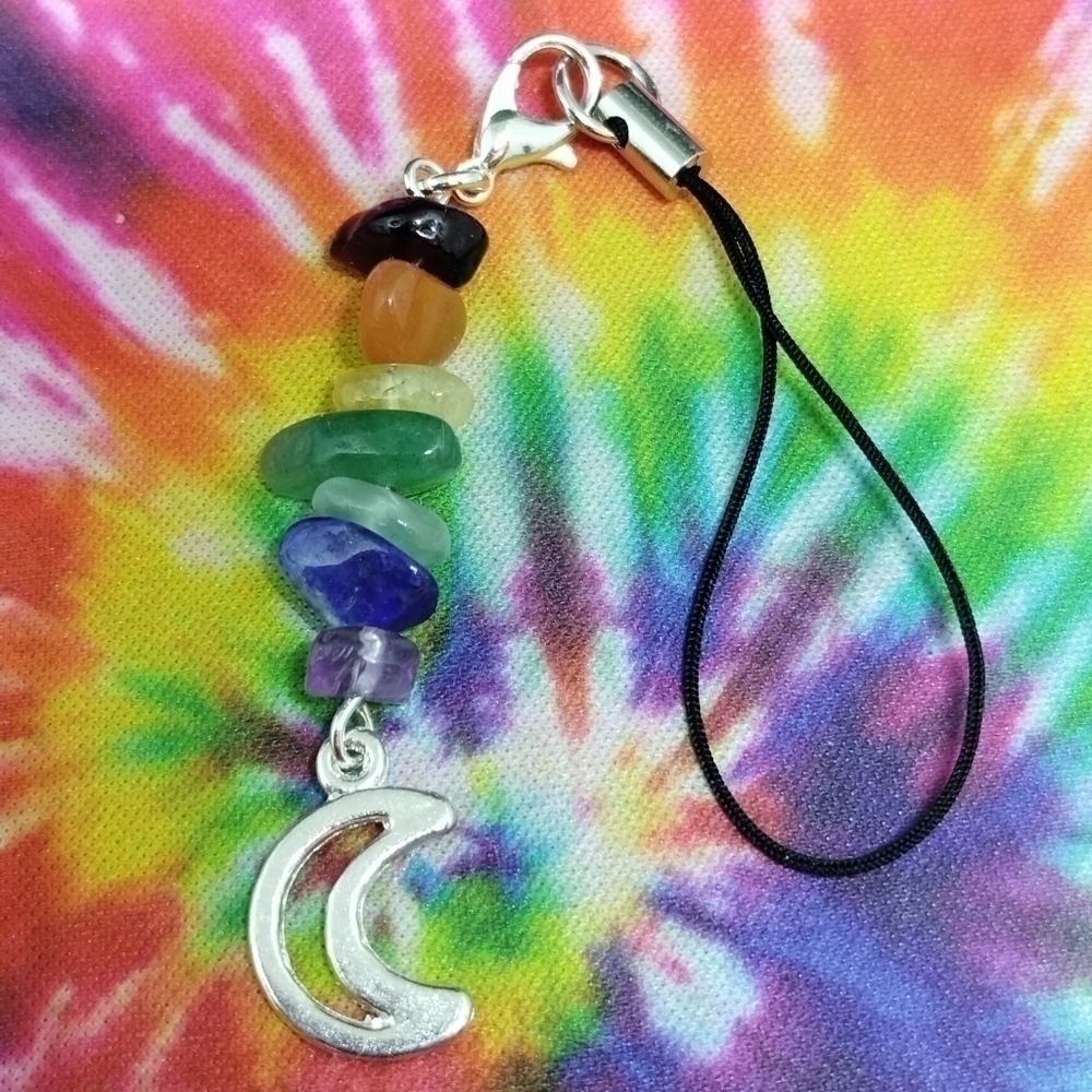 SMALL Handmade Chakra Moon Phone Charm